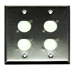 Whirlwind Wall Plate - 2 Gang Stainless Steel Punched for 4 Neutrik XLRS